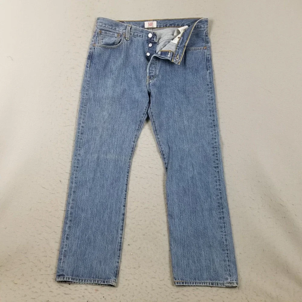 Levi's Jeans Mens 36x32 Blue 501 Original Straight Leg Button Fly Denim